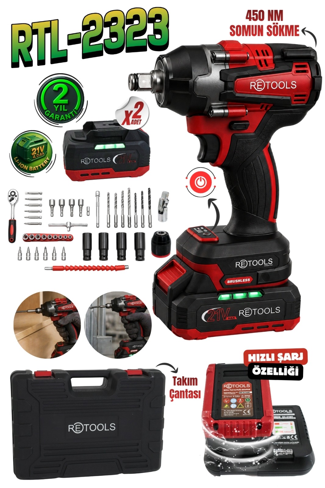 Retools RTL-2323 450 NM Somun Sıkma &amp;amp; Sökme Makinesi