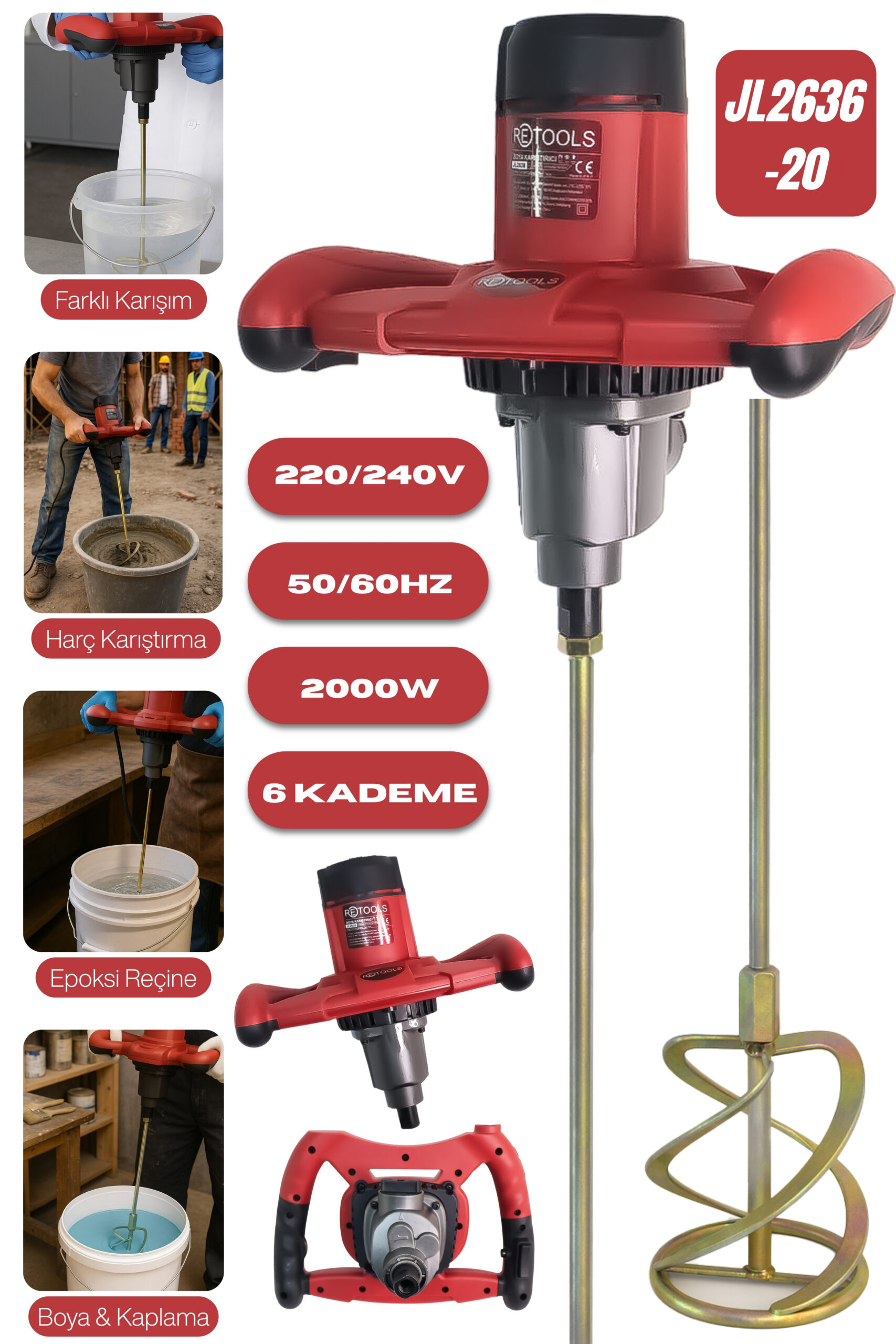RETOOLS KIRMIZI KABARTMALI 2000W BOYA&amp;amp;HARÇ KARIŞTIRICI