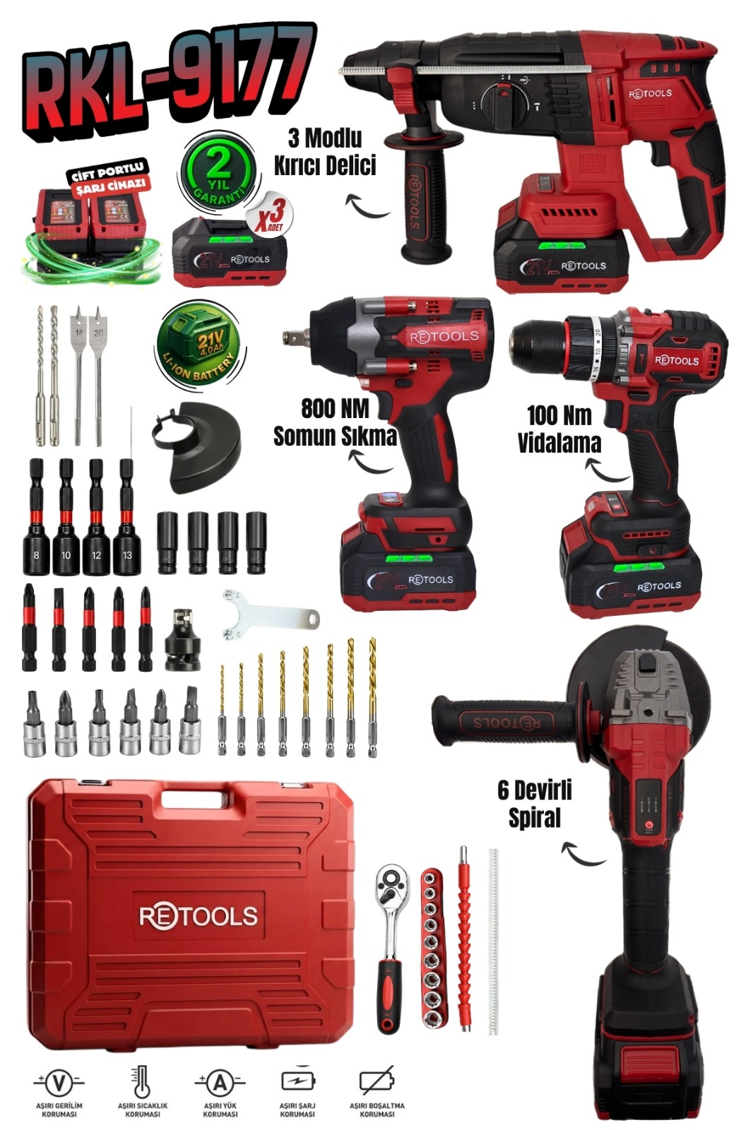 RETOOLS BORDO 800NM'Lİ 4'LÜ SET (100NM VİDALAMALI)
