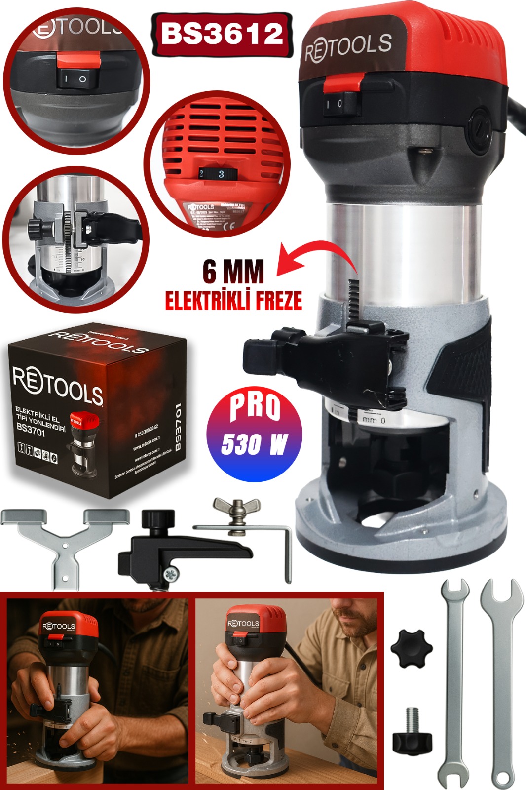 RETOOLS BORDO 6 MM ELEKTRİKLİ FREZE