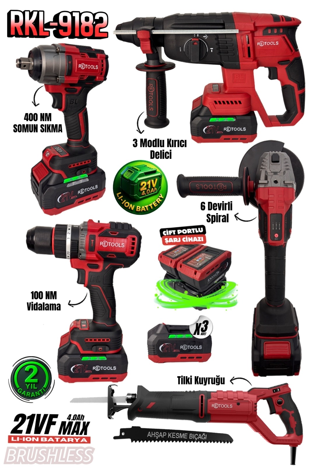 Retools RKL-9182 Profesyonel 5'li Set