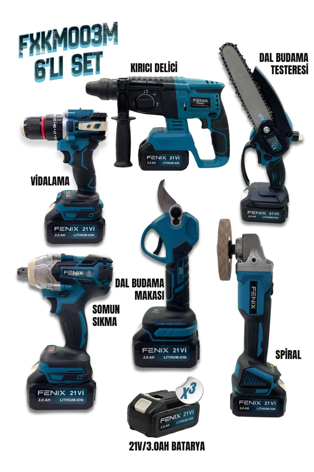 FENIX 21V 3.0Ah FXKM003M 6'lı Set