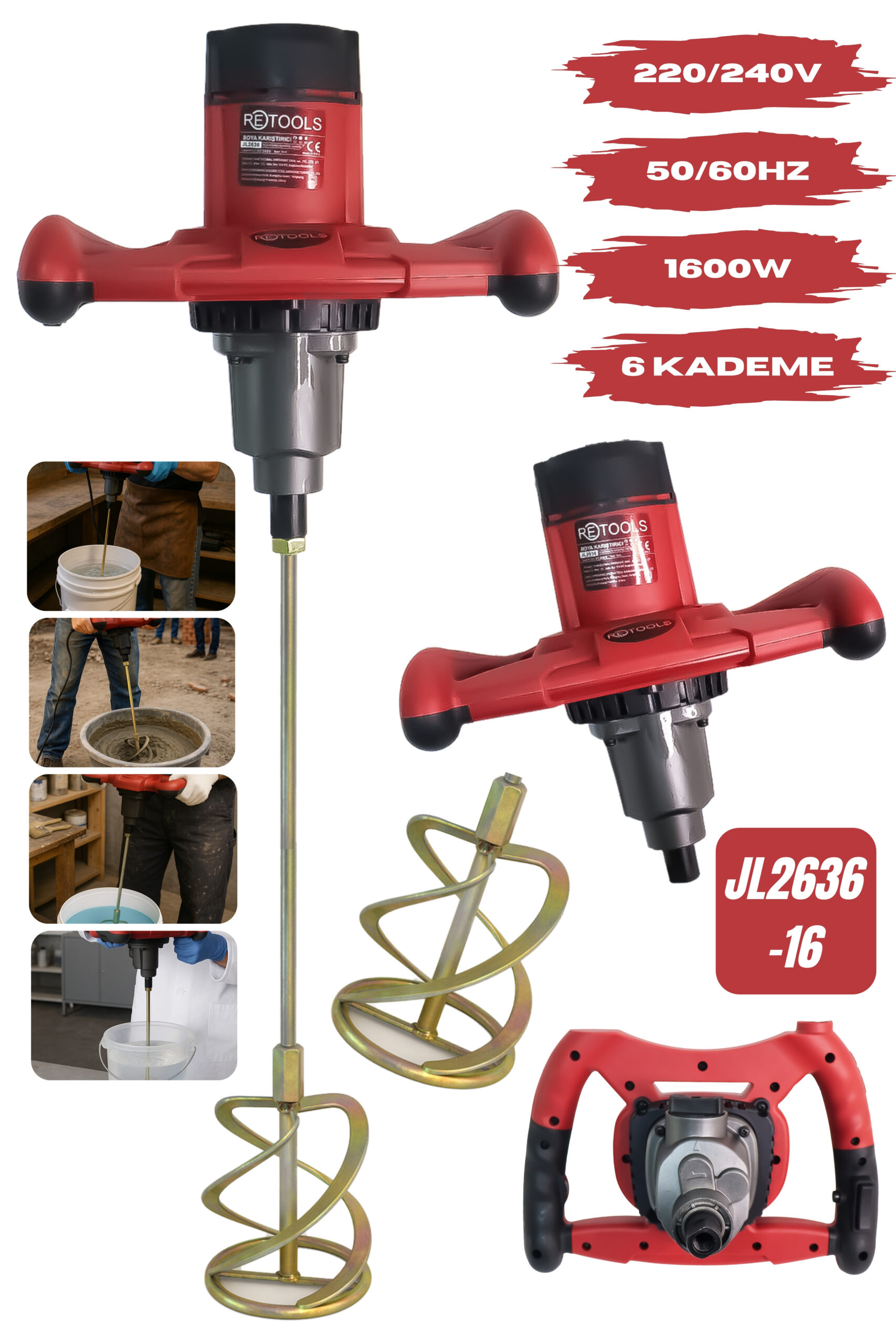RETOOLS KIRMIZI KABARTMALI 1600W BOYA&amp;amp;HARÇ KARIŞTIRICI